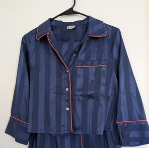 Intimately by Free People Silky Navy Blue and Orange Pyjama Set